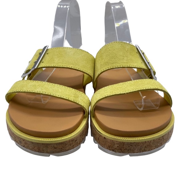 Sorel Sandals Roaming Slide Yellow Suede Leather Casual Chunky Colorful Size 8 - Picture 5 of 11